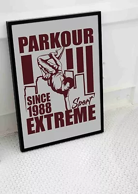 Parkour Jumper Poster Wall Art Extreme Sport Free Running Size -a3 A4 • £8.95