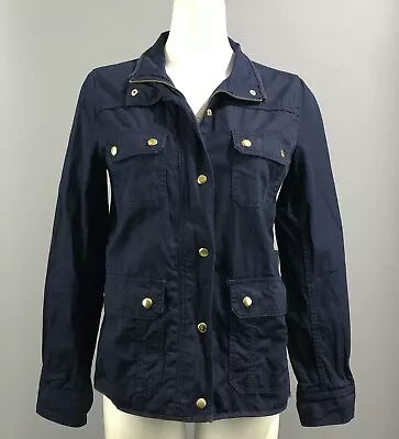 J. Crew Boyfriend Field Utility Jacket S Navy Blue Full Zip Snap Pockets Cotton • $27.99