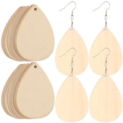  50 Pcs DIY Earring Blank Jewelry Gift Making Wooden Earrings Teardrop • £10.95