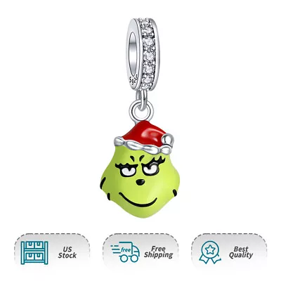 Authentic Green-headed Monster Dangle 925 Sterling Silver Women Bracelet Charm • $17.98