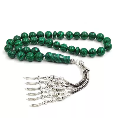 Tasbih Green Malachite Stone Muslim Prayer Beads Misbaha Islamic Rosary EID Gift • $10.80