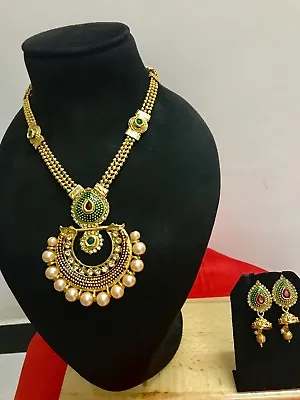 $15.99 • Buy Indian Bollywood Wedding Bridal Fashion Jewelry Pearl Necklace Earrings Set