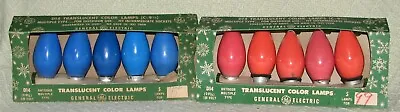 2 Boxes Vintage GE Color Lamps ~ C9 ½ Christmas Light Bulbs Lamp ~ Blue & Red • $9.50