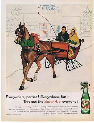 1960 7up Christmas Sleigh Ride Print Ad • $9.99