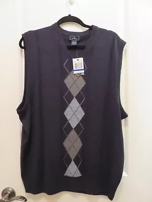 Dockers Black Gray Argyle Sweater Vest V Neck Nwt Size Xl • $10.49