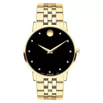 New Movado Museum Classic Diamond Dial Gold-Tone Steel Men's Watch 0607625 • $789