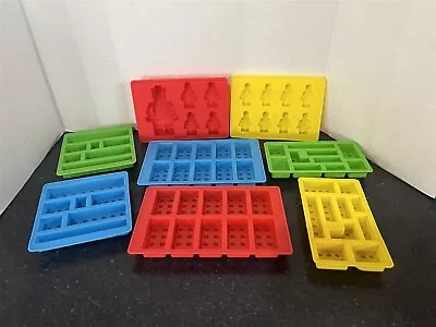 Lot Of 8 Lego Brick Mini Fig Silicone Molds Candy Modern Gummy Ice Cube Tray • $41.99