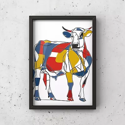 Abstract Colourful Cow Canvas Art Print A4 Picture Wall Hanging Digital Download • £0.99