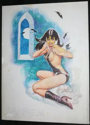 Vampirella With Bats By The Moonlight Painted Art - Signed Art By Luis Dominguez • $400