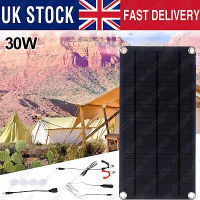 30W Solar Panel Kit Trickle Battery Charger 12V For Car Van Caravan Boat UK • £14.90