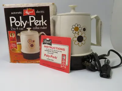 Regal Poly Perk Percolator Daisy Pattern AutomaticCoffee Pot TESTED With Box • $24.61