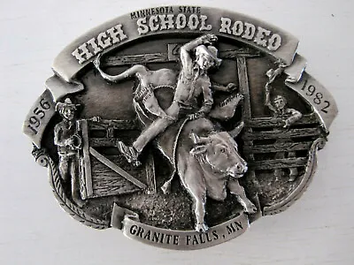 1956-1982 Siskiyou Minnesota State HS Rodeo Bull Riding Pewter Belt Buckle • $29.99