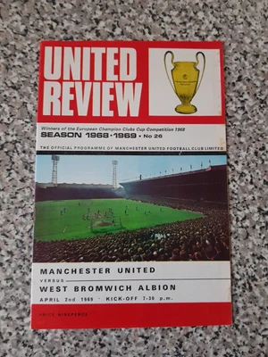 PROGRAMME DIVISION ONE MAN UTD V WEST BROM 2nd Apr 1969 • £1.79