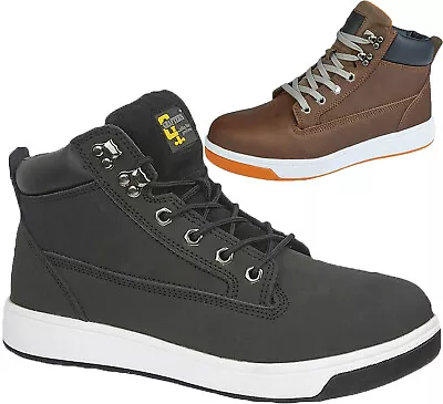 Mens Grafters Leather Ankle Safety Boots Lace Up Steel Toe Cap Work Shoe Trainer • £30.95