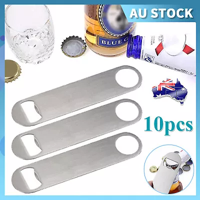 10 Speed Bottle Opener Stainless Steel Flat Bar Blade Cap Remover Can Beer Drink • $22.75