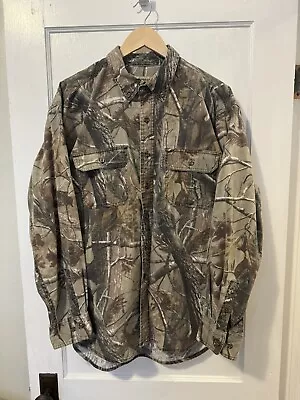 Russell Outdoors Treestand Camo Button Up Long Sleeve Shirt Mens XL • $15