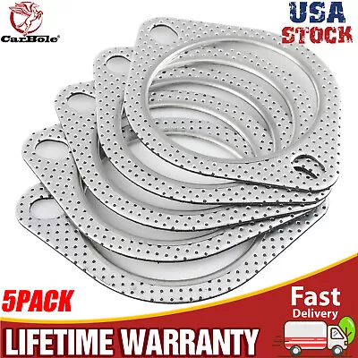 5pcs 3  Catback Exhaust Header Down Pipe Manifold Collector Flange Gasket 2 Bolt • $9.99