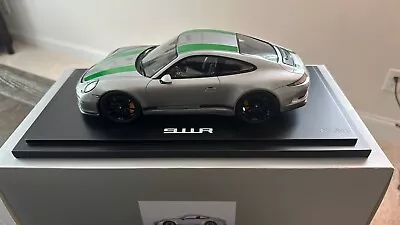 Porsche 911 R (991) Silver / Green W/Case 1:18 Rare Limited Edition OEM Model • $275