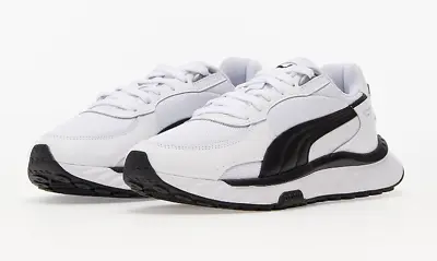 Puma Mens Wild Rider Route Trainers / White Black / RRP £90 • £25