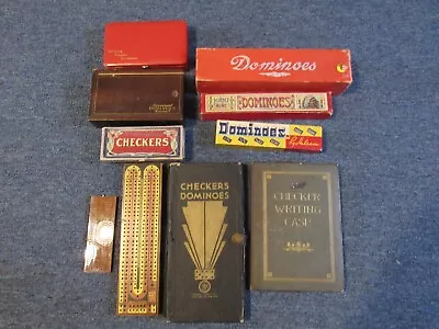Lot Of Vintage Dominoes Checkers Cribbage Boards Canasta Cards Games Sets • $9.99