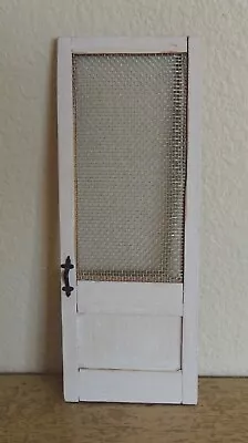 DOLLHOUSE SCREEN DOOR Whitewash Finish On Wood W/Metal Handle 2 1/2  By 6 5/8  • $18.95