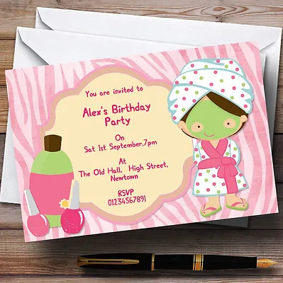 Girls Makeover Nail Spa Day Personalised Birthday Party Invitations - TH120 • £9.99