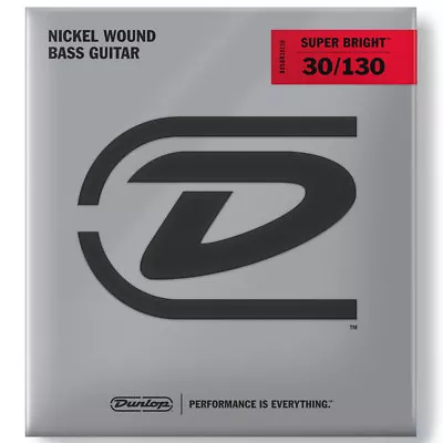 Dunlop Super Bright Nickel Plated Steel 6-String Bass Strings Medium (30-130) • $27.99