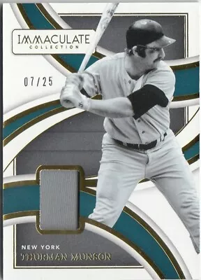 Thurman Munson /25 Yankees Game Used Jersey Patch 2022 Panini Immaculate Gold • $49.99