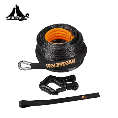 3/8 X100ft Synthetic Winch Rope Winch Line Cable Fit Truck SUV Jeep W/Winch Hook • $88.99