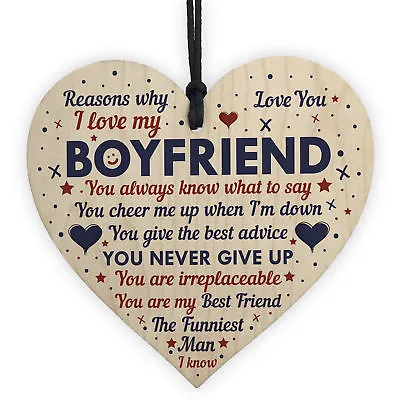 £3.99 • Buy Perfect Romantic Valentines Gift For Your Boyfriend Wood Heart Anniversary Gift