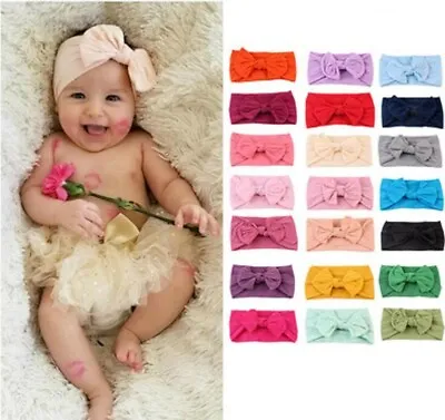 Baby Rabbit Headband Nylon Elastic Bowknot Hair Band Girls Bow-knot Newborn Bow， • $1.62