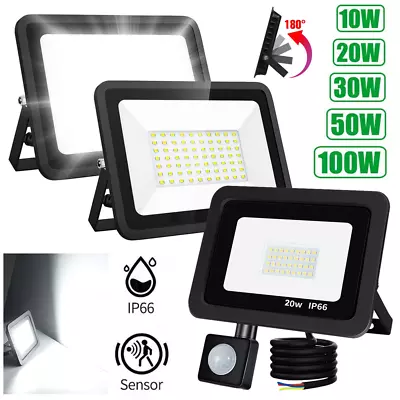 20/30/50/100W LED Floodlight PIR Sensor Motion Security Flood Light Outdoor Lamp • £6.99