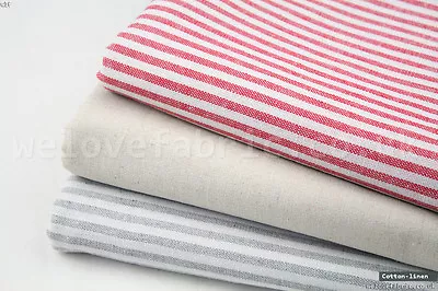 French Ticking Striped Cotton Linen Blend Fabric Premium Quality 55  Wide • £8.50