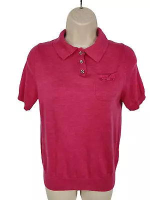 Womens Boutique By Jaeger Uk Medium M Pink Short Sleeve Wool Knit T Shirt Jumper • £19.99
