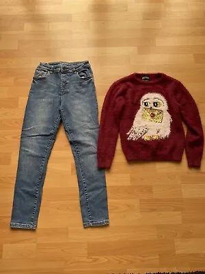 £1.25 • Buy Girls Primark Jeans Harry Potter Jumper Hedwig Owl Girls Clothes Outfit 10-11 