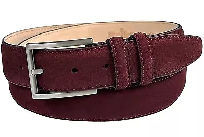 Men's Suede Belt Genuine Leather Classic Casual Dress Belt 1-3/8 (35mm) Wide • $32.95