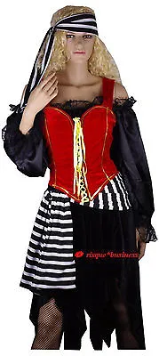 Medieval Lusty Pirate Maid Wench Fancy Corset Dress Costume - 10 12 14 16 18 20 • $29.99