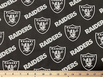 NFL OAKLAND LAS VEGAS RAIDERS Black HALF Yard (18”x57”) 100% Cotton Fabric New • $9.95