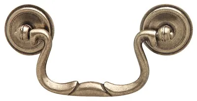 Bail Handle HAC12528100 Antique Brass 3  Center-Center Drop Cabinet Drawer Pull • $6.22