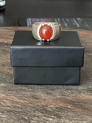 Mens 925 Sterling Silver Carnelian Ring Size 8 • $69