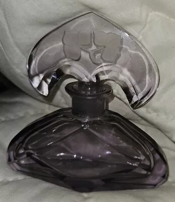 Czech Bohemian Glass Vintage Art Deco Etched Amethyst Perfume Bottle  • $38.99