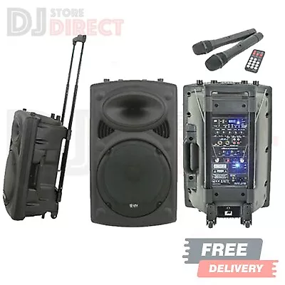 QTX QR12PA 12  Portable PA Speaker System With USB SD MP3 + Wireless Microphones • £229