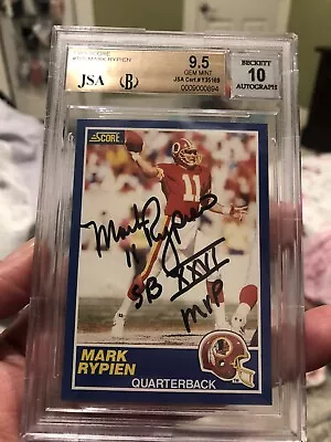 1989 Score Mark Rypien Rc Auto Super Bowl Mvp Gem Mint 9.5/10 Sp • $300