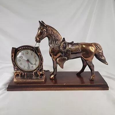 Vtg Sessions Bronze Horse Electric Clock Cowboy Western Style WORKS SEE VIDEO • $169.97