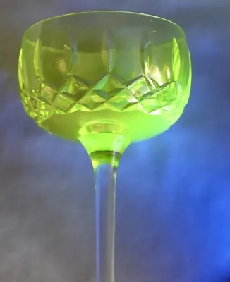 John Walsh Crystal  Wine Hock Cocktail Glass 5 1/2  14 Cm Uranium Yellow • $109.95