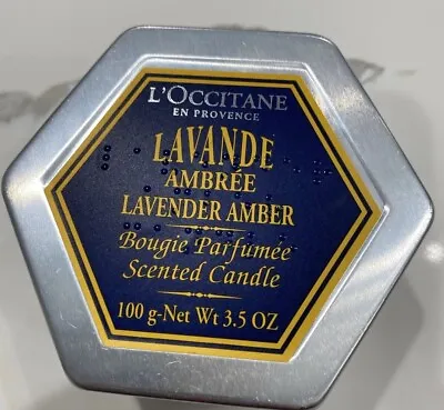 L'Occitane LAVANDE AMBREE Scented Tin Candle 3.5 Oz Made In France New! Rare • $50