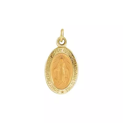 14K Yellow Gold 9x6 Mm Oval Miraculous Medal Pendant For Womens Perfect Gift • $84