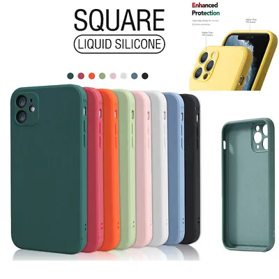 $5.37 • Buy SQUARE Liquid Silicone Shockproof Case Cover For IPhone 11 12 Pro Max 13 8 Phone