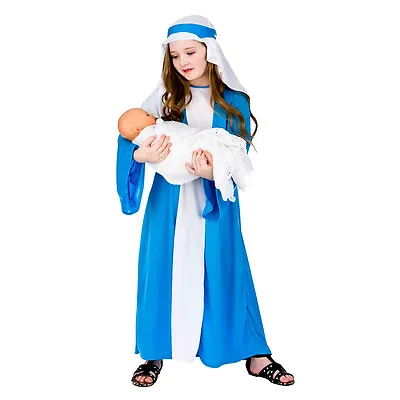 Child MARY Nativity Christmas Fancy Dress Costume School Play Girls Age 3-10 • £15.95