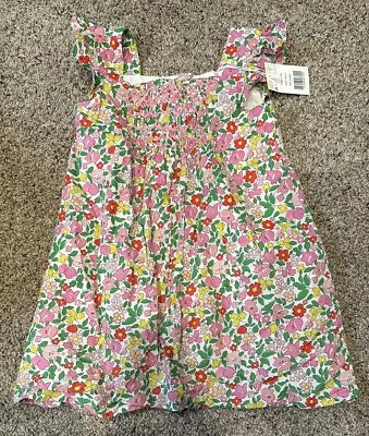 Mini Boden Girls Size 3-4T Pink Floral Smocked Sleeveless Dress • $30